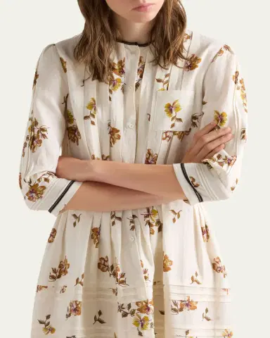 Prada Long Printed Linen Dress | Thumbnail 4