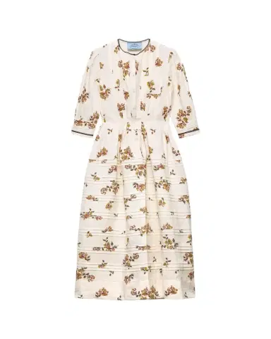 Prada Long Printed Linen Dress | Thumbnail 1