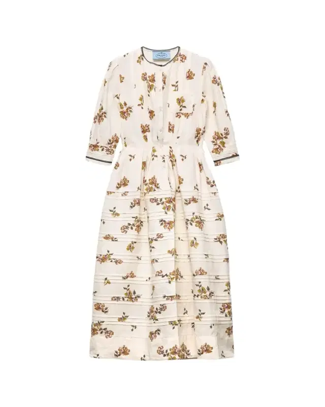 Long Printed Linen Dress