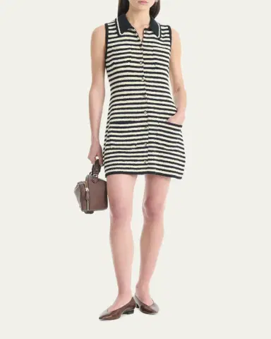 Altuzarra Mamie Striped Knit Button-Front Mini Polo Dress | Thumbnail 4 Altuzarra Mamie Striped Knit Button-Front Mini Polo Dress | Thumbnail 4