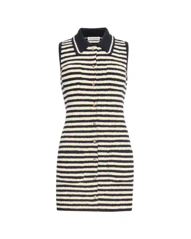 Altuzarra Mamie Striped Knit Button-Front Mini Polo Dress | Thumbnail 1 Altuzarra Mamie Striped Knit Button-Front Mini Polo Dress | Thumbnail 1