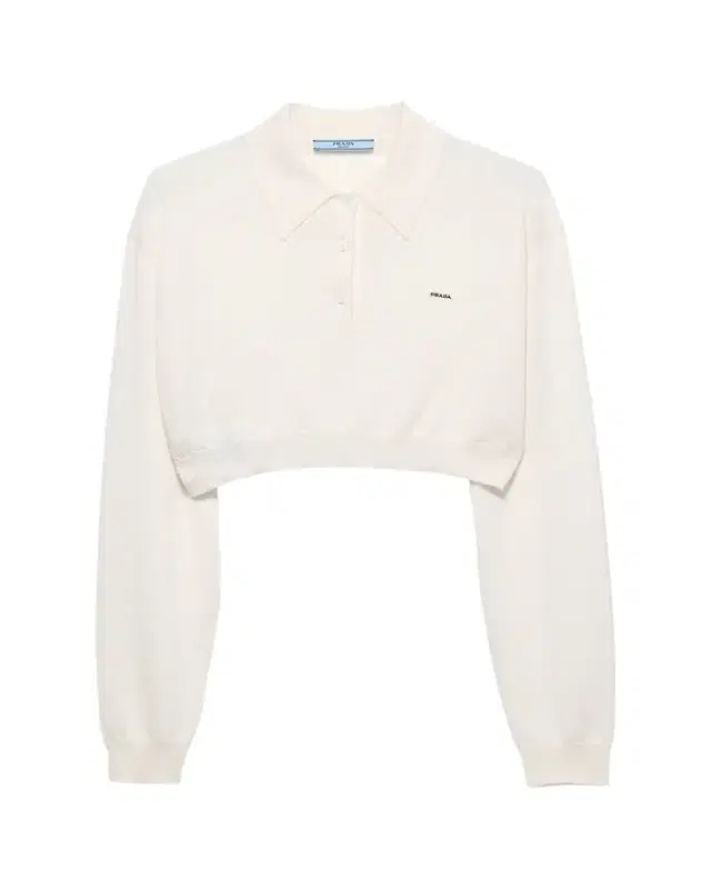 Prada Cashmere Long-Sleeve Cropped Polo Sweater