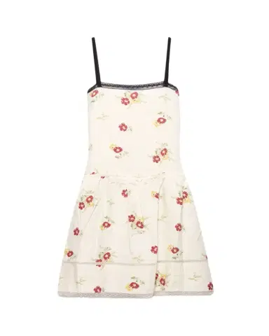 Prada Floral Embroidered Linen Mini Dress | Thumbnail 1