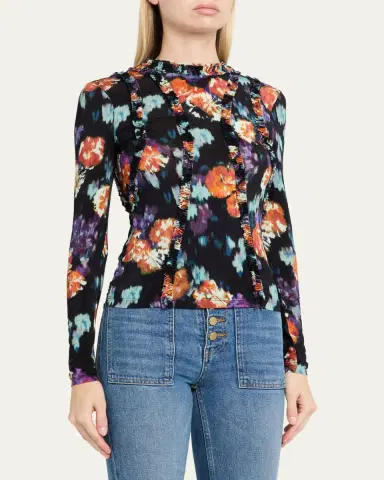Ulla Johnson Clover Long-Sleeve Jersey Top | Thumbnail 4 Ulla Johnson Clover Long-Sleeve Jersey Top | Thumbnail 4