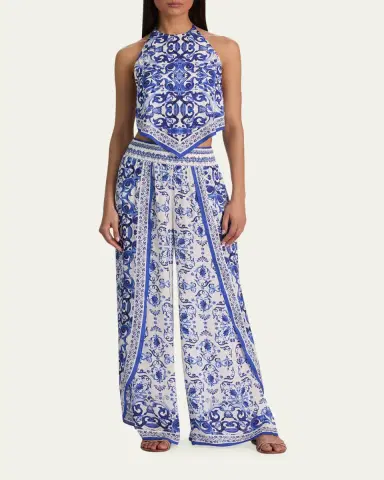 Alice + Olivia Larissa Smocked Open Pleat Pants | Thumbnail 2