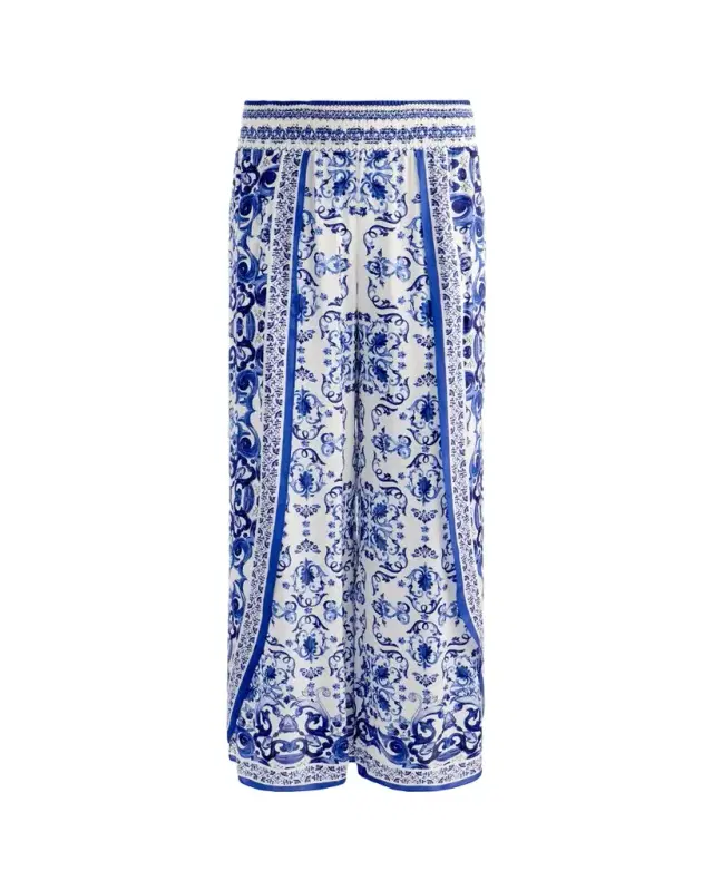 ALICE + OLIVIA Larissa Smocked Open Pleat Pants