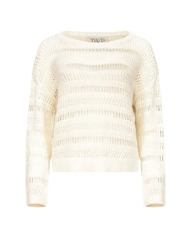 Wide-Neck Open Stitch Sweater