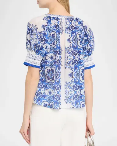 Alice + Olivia Thalia Puff-Sleeve Blouse | Thumbnail 2 Alice + Olivia Thalia Puff-Sleeve Blouse | Thumbnail 2