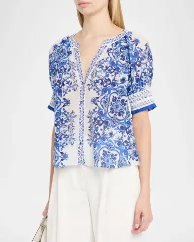 Alice + Olivia Thalia Puff-Sleeve Blouse | Thumbnail 3 Alice + Olivia Thalia Puff-Sleeve Blouse | Thumbnail 3