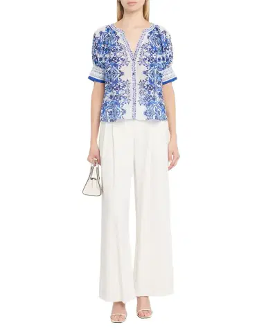 Alice + Olivia Thalia Puff-Sleeve Blouse | Thumbnail 1 Alice + Olivia Thalia Puff-Sleeve Blouse | Thumbnail 1