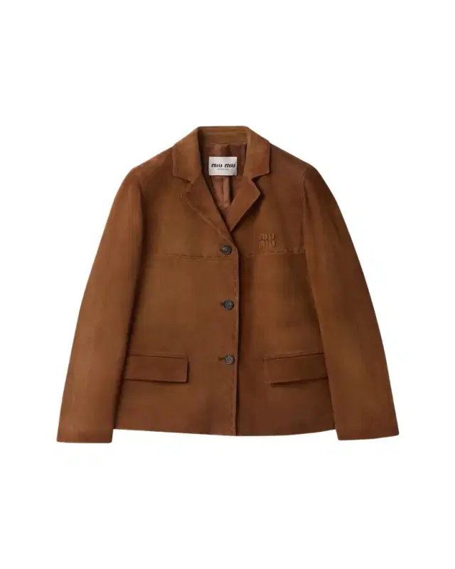 Topstitched Suede Single-Breasted Jacket