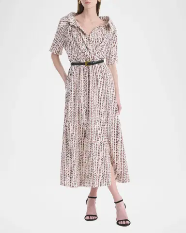 Altuzarra Lydia Abstract-Print Waist-Tie Midi Shirtdress | Thumbnail 3 Altuzarra Lydia Abstract-Print Waist-Tie Midi Shirtdress | Thumbnail 3