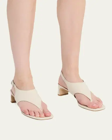 Stuart Weitzman 40mm Baby Babette Croc-Embossed Leather Thong Sandals | Thumbnail 2