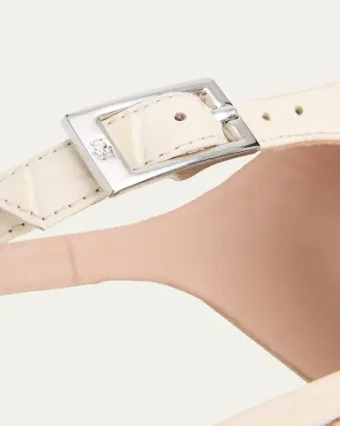 Stuart Weitzman 40mm Baby Babette Croc-Embossed Leather Thong Sandals | Thumbnail 5