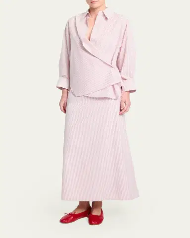 TWP Newest Earl Striped Asymmetric Button-Front Shirt | Thumbnail 2 TWP Newest Earl Striped Asymmetric Button-Front Shirt | Thumbnail 2