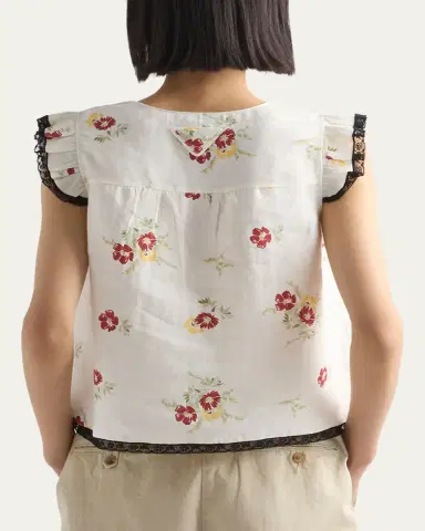 Prada Floral Linen Top | Thumbnail 3 Prada Floral Linen Top | Thumbnail 3