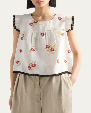 Prada Floral Linen Top | Thumbnail 4 Prada Floral Linen Top | Thumbnail 4