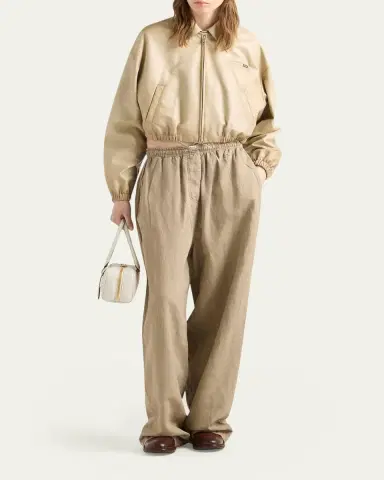 Prada Drawstring Cotton-Linen Pants | Thumbnail 2 Prada Drawstring Cotton-Linen Pants | Thumbnail 2