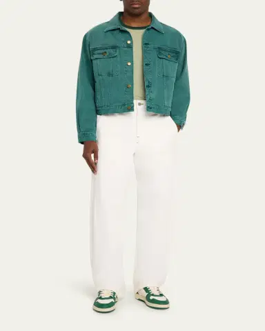 Sanderlak Men's Cropped Washed Denim Jacket | Thumbnail 2 Sanderlak Men's Cropped Washed Denim Jacket | Thumbnail 2