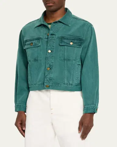 Sanderlak Men's Cropped Washed Denim Jacket | Thumbnail 4 Sanderlak Men's Cropped Washed Denim Jacket | Thumbnail 4