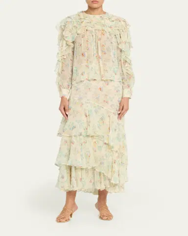 Ulla Johnson Meadow Silk Midi Skirt | Thumbnail 2 Ulla Johnson Meadow Silk Midi Skirt | Thumbnail 2