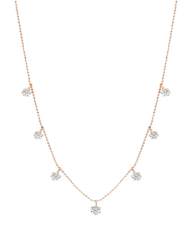 Graziela Gems 18K Rose Gold Medium Floating Diamond Necklace