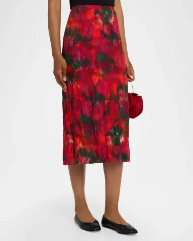 Lafayette 148 New York Abstract-Print Crinkled Cotton Midi Skirt | Thumbnail 3 Lafayette 148 New York Abstract-Print Crinkled Cotton Midi Skirt | Thumbnail 3
