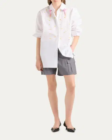 Prada Embellished Cotton Button-Down Shirt | Thumbnail 6