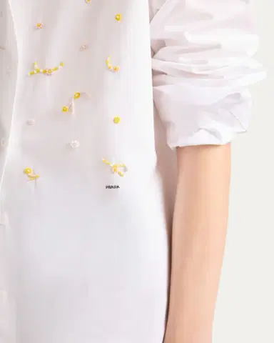 Prada Embellished Cotton Button-Down Shirt | Thumbnail 9