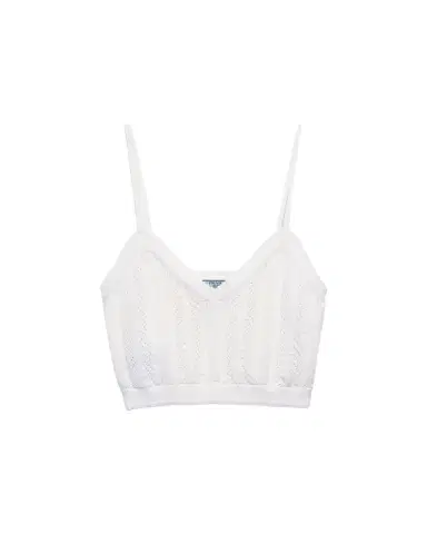 Prada Crop Cotton Tank Top | Thumbnail 1 Prada Crop Cotton Tank Top | Thumbnail 1