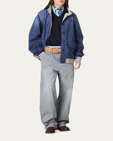 Miu Miu Garment-Dyed Twill Wide-Leg Pants | Thumbnail 2 Miu Miu Garment-Dyed Twill Wide-Leg Pants | Thumbnail 2