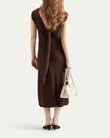 Prada Sleeveless Open-Back Cady Crepe Midi Dress | Thumbnail 3 Prada Sleeveless Open-Back Cady Crepe Midi Dress | Thumbnail 3