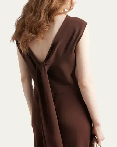 Prada Sleeveless Open-Back Cady Crepe Midi Dress | Thumbnail 4 Prada Sleeveless Open-Back Cady Crepe Midi Dress | Thumbnail 4