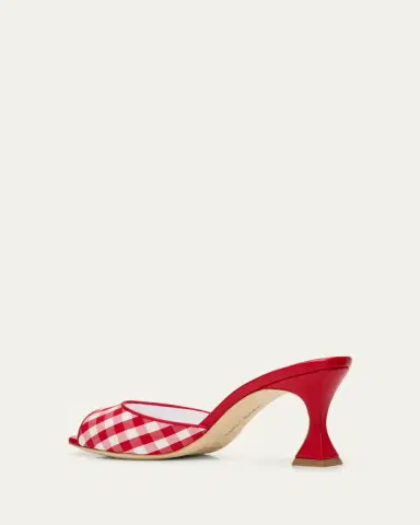 Manolo Blahnik 70mm Jadara Gingham Mules | Thumbnail 2 Manolo Blahnik 70mm Jadara Gingham Mules | Thumbnail 2