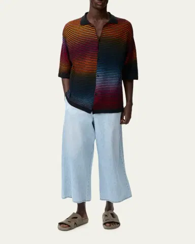 Loewe x Paula's Ibiza Men's Denim Cropped Wide-Leg Drawstring Pants | Thumbnail 2 Loewe x Paula's Ibiza Men's Denim Cropped Wide-Leg Drawstring Pants | Thumbnail 2