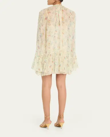 Ulla Johnson Emmeline Floral Crinkled Silk Mini Dress | Thumbnail 3