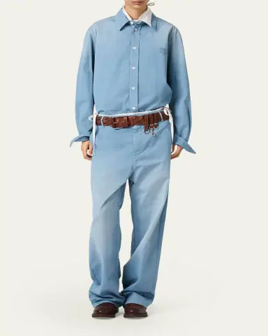 Miu Miu Old Cotton Twill Button-Down Top | Thumbnail 2 Miu Miu Old Cotton Twill Button-Down Top | Thumbnail 2