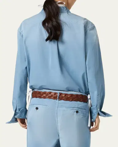 Miu Miu Old Cotton Twill Button-Down Top | Thumbnail 3 Miu Miu Old Cotton Twill Button-Down Top | Thumbnail 3
