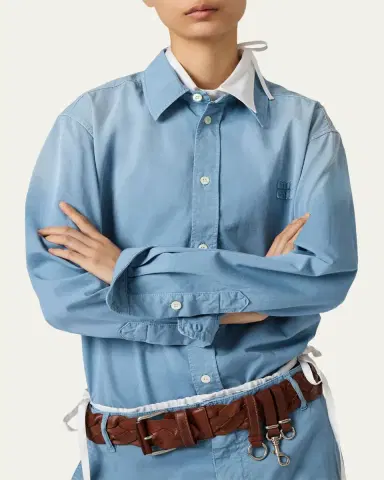 Miu Miu Old Cotton Twill Button-Down Top | Thumbnail 4 Miu Miu Old Cotton Twill Button-Down Top | Thumbnail 4