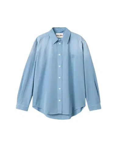 Miu Miu Old Cotton Twill Button-Down Top | Thumbnail 1 Miu Miu Old Cotton Twill Button-Down Top | Thumbnail 1