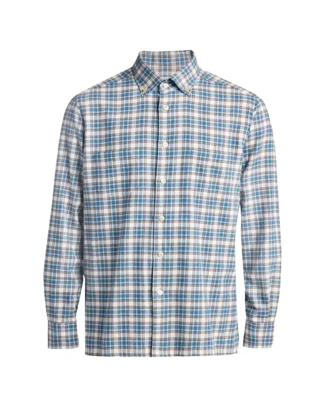 Men's Double-Pocket Cotton Plaid Button-Down Shirt