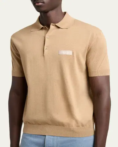 Givenchy Men's Grosgrain Logo Cotton Knit Polo Shirt | Thumbnail 5