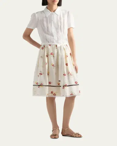 Prada Floral Print Linen Skirt | Thumbnail 2 Prada Floral Print Linen Skirt | Thumbnail 2