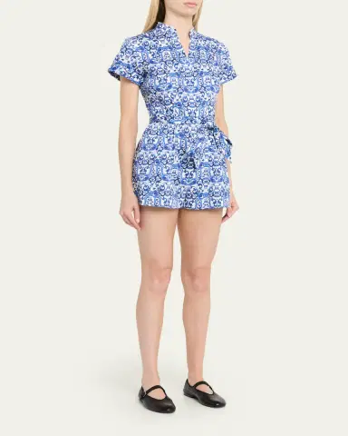 Alice + Olivia Lucy Roll-Sleeve Romper | Thumbnail 4