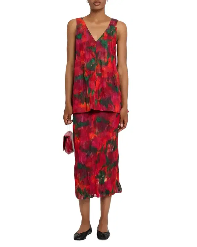Lafayette 148 New York Sleeveless Abstract-Print Cotton Blouse