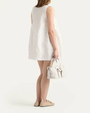 Prada Embroidered Slubbed Canvas Mini Dress | Thumbnail 3 Prada Embroidered Slubbed Canvas Mini Dress | Thumbnail 3