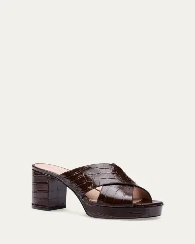 Stuart Weitzman 80mm Dayna Croc-Embossed Leather Platform Sandals | Thumbnail 2 Stuart Weitzman 80mm Dayna Croc-Embossed Leather Platform Sandals | Thumbnail 2
