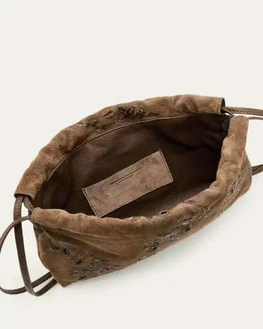 Brunello Cucinelli Mini Floral-Embroidered Suede Pouch Bag | Thumbnail 4 Brunello Cucinelli Mini Floral-Embroidered Suede Pouch Bag | Thumbnail 4