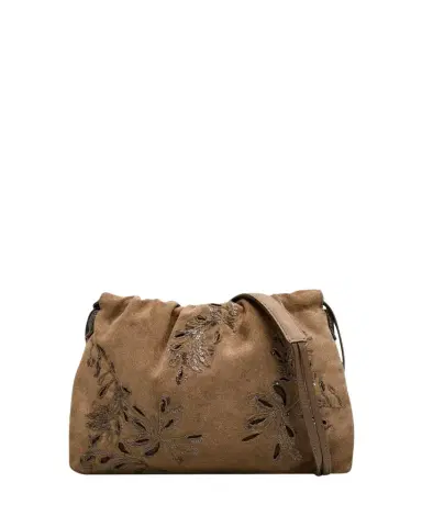Brunello Cucinelli Mini Floral-Embroidered Suede Pouch Bag | Thumbnail 1 Brunello Cucinelli Mini Floral-Embroidered Suede Pouch Bag | Thumbnail 1