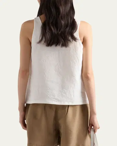 Prada Embroidered Linen Top | Thumbnail 3 Prada Embroidered Linen Top | Thumbnail 3